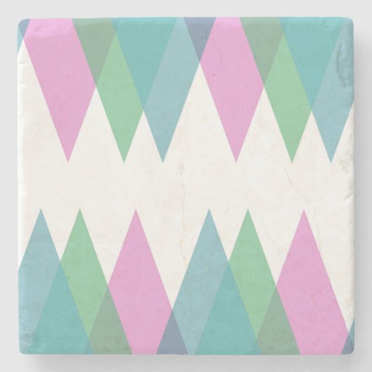 Roze en groene driehoeken stenen onderzetter (Voorkant)