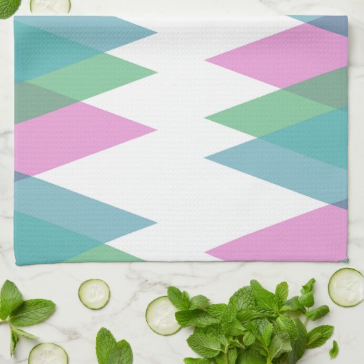 Roze en groene driehoeken theedoek (Gevouwen)