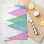 Roze en groene driehoeken theedoek (Quarter Fold)