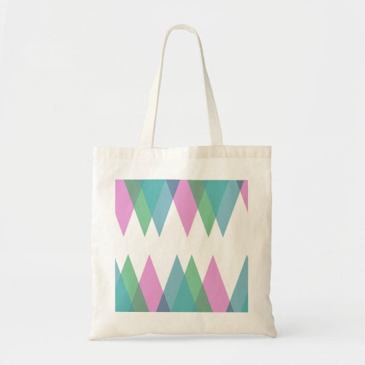 Roze en groene driehoeken tote bag (Voorkant)