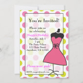 Roze en groene drukkracht Mannequin-uitnodigingen Kaart (Voorkant)