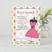 Roze en groene drukkracht Mannequin-uitnodigingen Kaart (Staand voorkant)