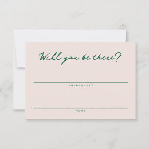 Roze en groene eenvoudige RSVP-kaart RSVP Kaartje
