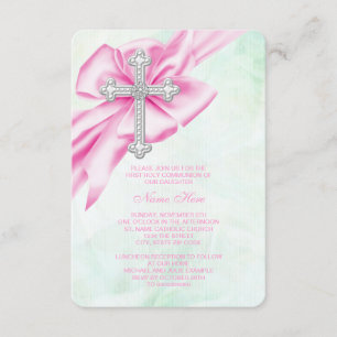  roze en groene eerste communie kaart