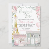 Roze en groene Eiffel baby shower Kaart (Voorkant)