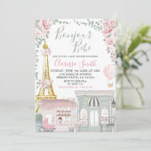 Roze en groene Eiffel baby shower Kaart (Staand voorkant)
