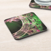 Roze en groene energie bier onderzetter (Linkerzijde)