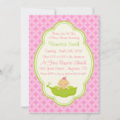 Roze en groene erwt in het Pod Baby shower Invitat Kaart (Voorkant)