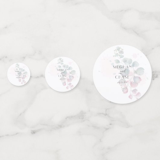 Roze en Groene Eucalyptus Confetti (Achterkanten)