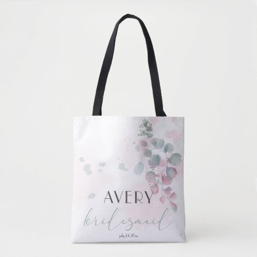 roze en groene eucalyptusbladeren tote bag (Voorkant)