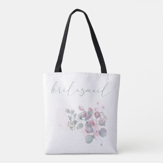  roze en groene eucalyptusbladeren tote bag (Achterkant)