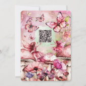 Roze en groene fee eerste verjaardag QR-code Kaart (Achterkant)