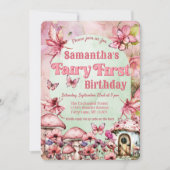 Roze en groene fee eerste verjaardag QR-code Kaart (Voorkant)