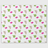  roze en groene feestdagen cadeaupapier (Vlak)