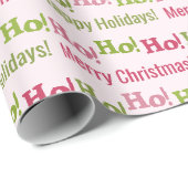 Roze en groene feestelijke gepersonaliseerde kerst cadeaupapier (Rol Hoek)