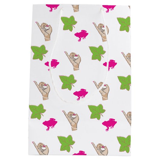  roze en groene feesten medium cadeauzakje (Achterkant)