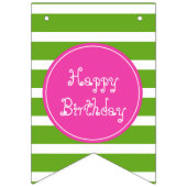 Roze en groene fijne verjaardag op maat vlaggetjes (Tweede vlag)