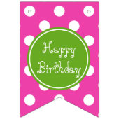 Roze en groene fijne verjaardag op maat vlaggetjes (Eerste vlag)