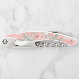  roze en groene floraal kurkentrekker