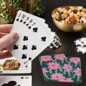 Roze en groene Floral Abstract Pokerkaarten (Insitu)