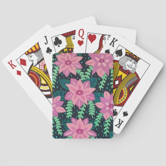 Roze en groene Floral Abstract Pokerkaarten (Achterkant)