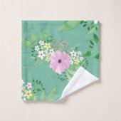 roze en groene Floral Bad Handdoek (Wasdoekje)