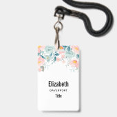 Roze en groene Floral Border Badge (Voorzijde met lanyard)