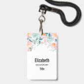 Roze en groene Floral Border Badge (Achterkant met lanyard)