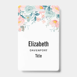 Roze en groene Floral Border Badge