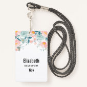 Roze en groene Floral Border Badge (Achterkant met draagriem)