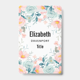 Roze en groene Floral Border Badge