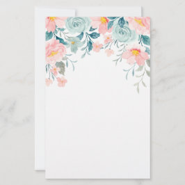 Roze en groene Floral Border Briefpapier