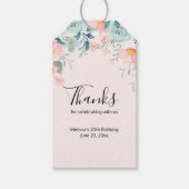 Roze en groene Floral Border Dank u Cadeaulabel (Voorkant)