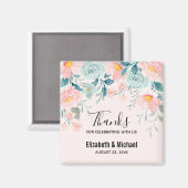 Roze en groene Floral Border Dank u Magnet (Voorkant / Achterkant)