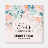 Roze en groene Floral Border Dank u Magnet (Voorkant)