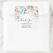 Roze en groene Floral Border Dank u Vierkante Sticker (Tas)
