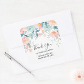 Roze en groene Floral Border Dank u Vierkante Sticker (Envelop)