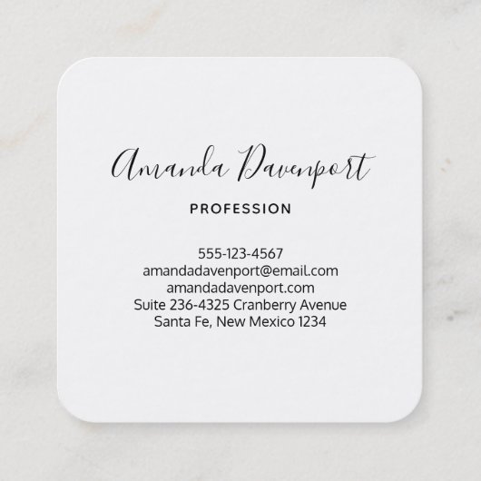 Roze en groene Floral Border Elegant Vierkante Visitekaartje (Achterkant)