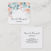 Roze en groene Floral Border Elegant Vierkante Visitekaartje (Voorkant / Achterkant)
