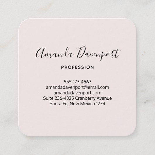 Roze en groene Floral Border Elegant Vierkante Visitekaartje (Achterkant)