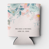Roze en groene Floral Border Elegant Wedding Blikjeskoeler (Voorkant)