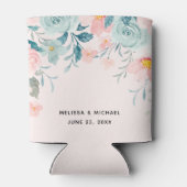 Roze en groene Floral Border Elegant Wedding Blikjeskoeler (Achterkant)