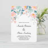 Roze en groene Floral Border Elegant Wedding Kaart (Staand voorkant)