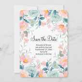 Roze en groene Floral Border Elegant Wedding Save The Date (Voorkant)