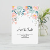 Roze en groene Floral Border Elegant Wedding Save The Date (Staand voorkant)