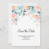 Roze en groene Floral Border Elegant Wedding Save The Date (Voorkant)
