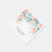 Roze en groene Floral Border Elegant Wedding Servet (Hoek)