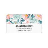 Roze en groene Floral Border Etiket (Voorkant)