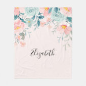 Roze en groene Floral Border Fleece Deken (Voorkant)