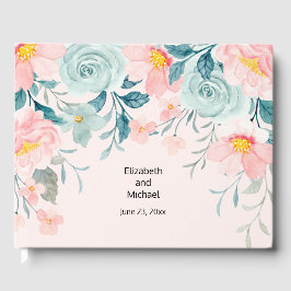 Roze en groene Floral Border Gastenboek